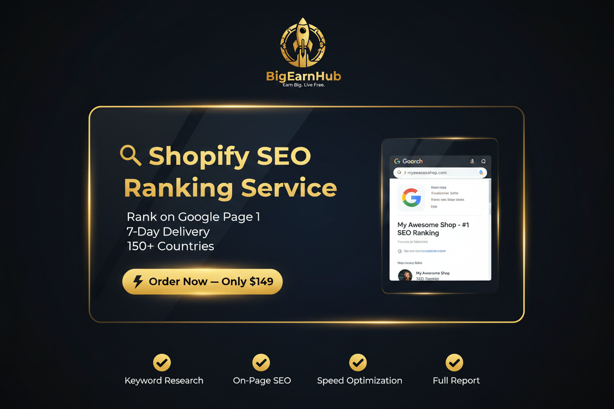 🔍 Shopify SEO Ranking Service — Google Page 1 | 7-Day Delivery | BigEarnHub