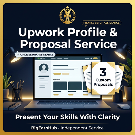 BigEarnHub Upwork profile setup assistance and three custom proposals service cover