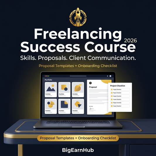 BigEarnHub Freelancing Success Course 2026 featuring skills, proposals and client communication