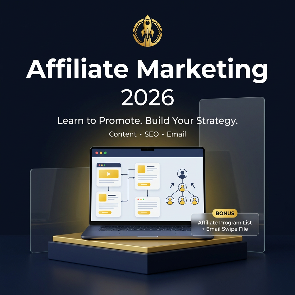 BigEarnHub Affiliate Marketing Course 2026 cover featuring content, SEO and email learning topics