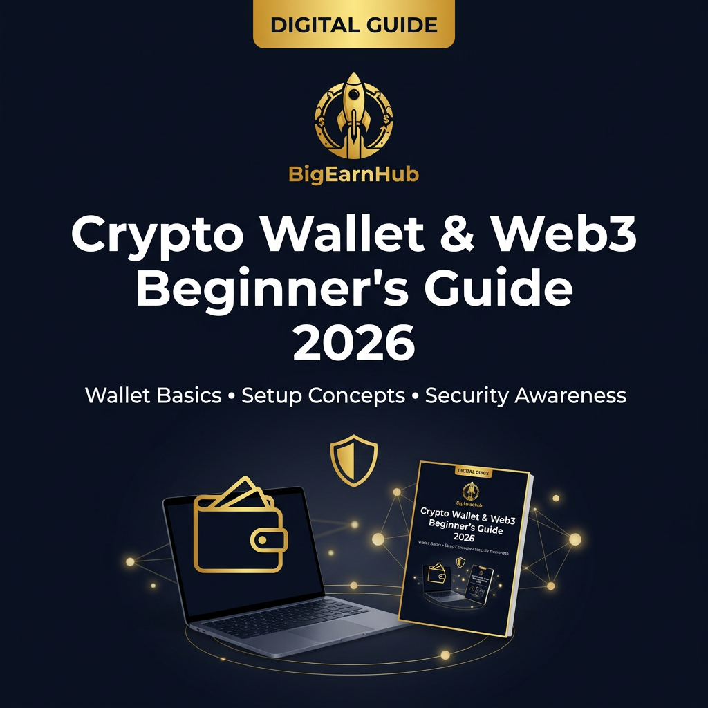 BigEarnHub Crypto Wallet and Web3 Beginner's Guide 2026 educational digital guide cover